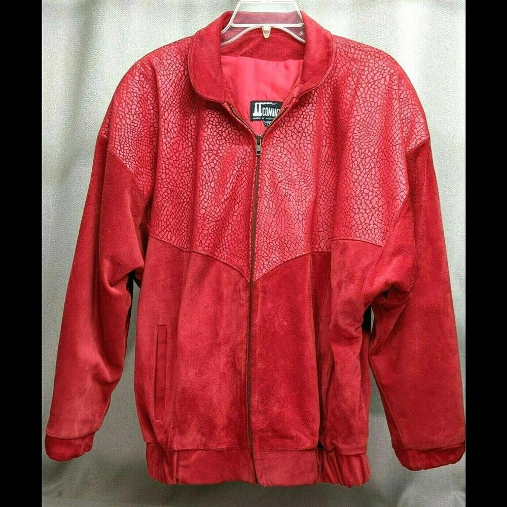 Comint Red Suede Leather Bomber Jacket Vintage Argentina